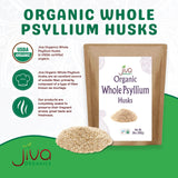 Close-up of Jiva Organics Whole Psyllium Husk texture