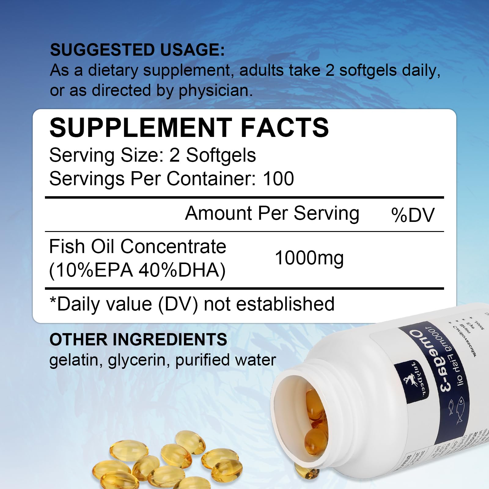 Close-up of JulyDeer Omega 3 Fish Oil softgels