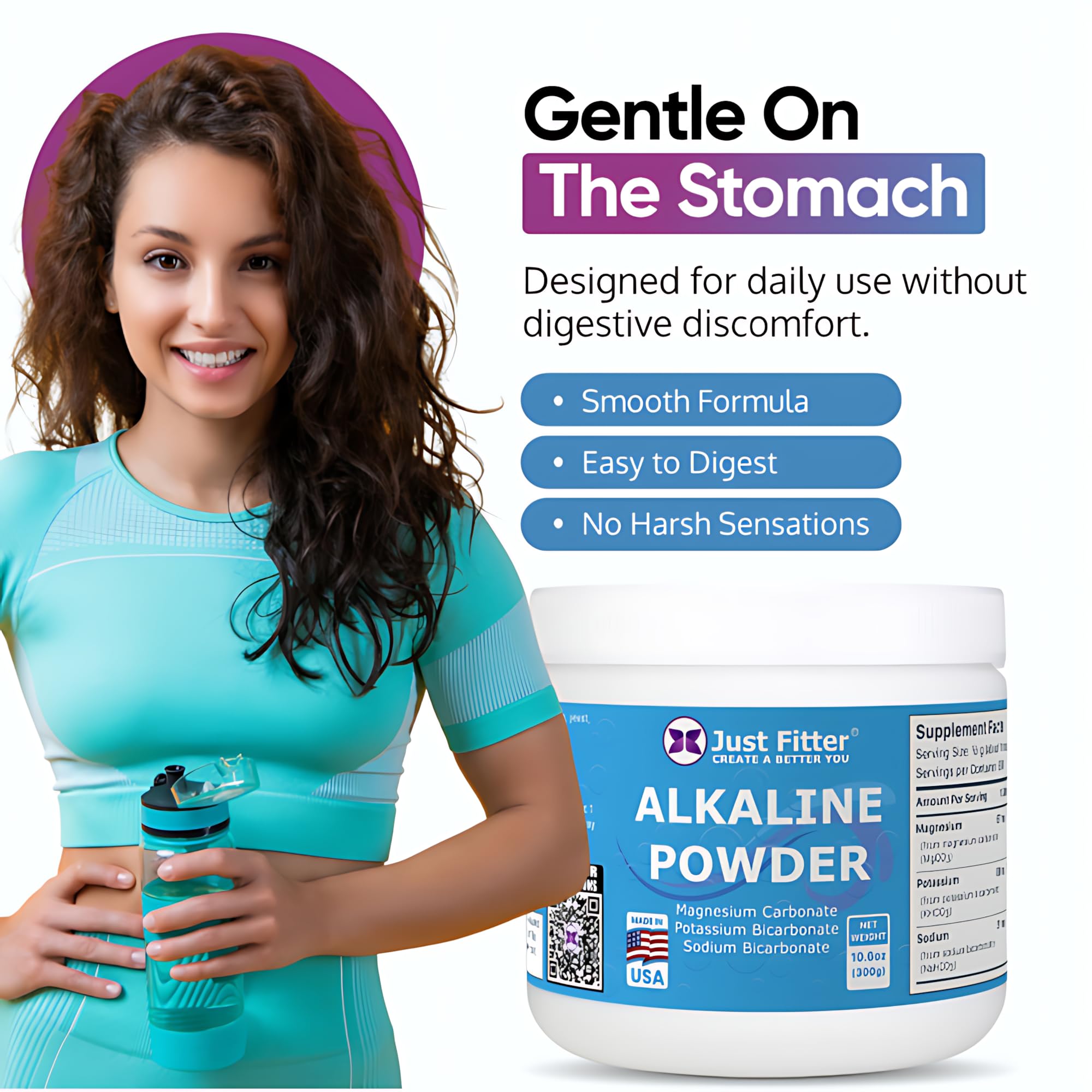 Close-up of Just Fitter Magnesium Carbonate Alkaline Powder