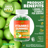 Close-up of Just Nutrients Vitamin C Gummies sour green apple flavour