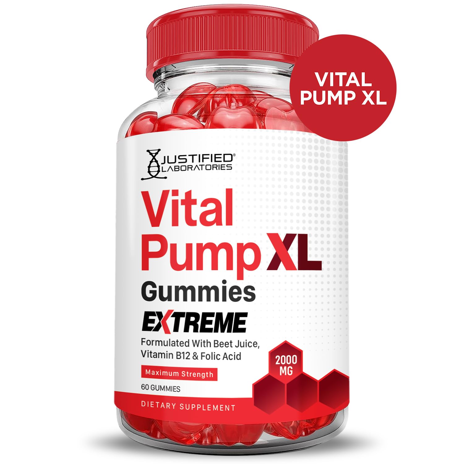 Close-up of Justified Laboratories Vital Pump XL Extreme Gummies