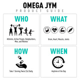 Close-up of JYM Omega JYM Fish Oil Capsules showing the softgel