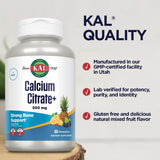 Close-up of KAL Calcium Citrate+ chewable tablet