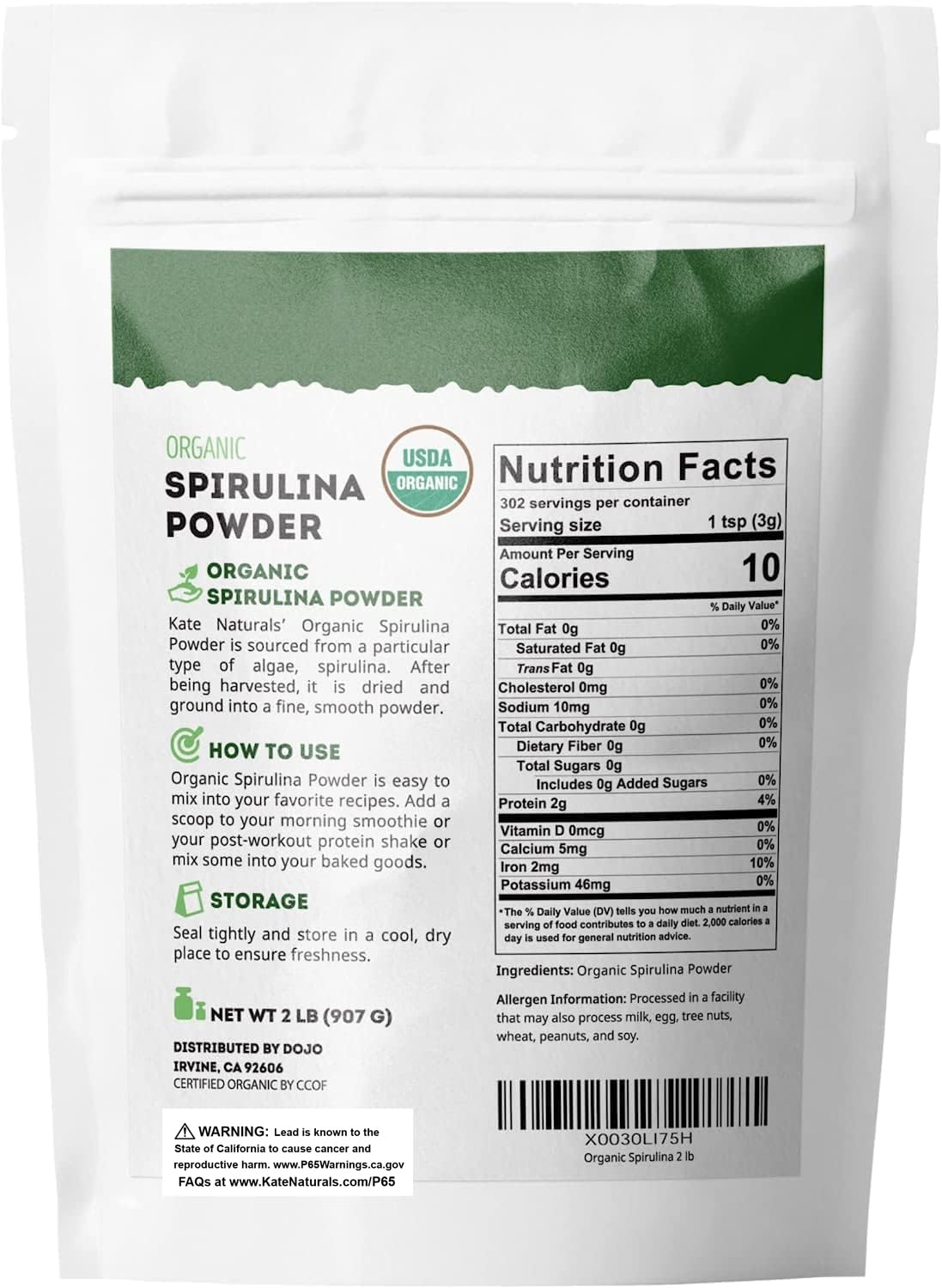 Close-up of Kate Naturals Spirulina Powder texture