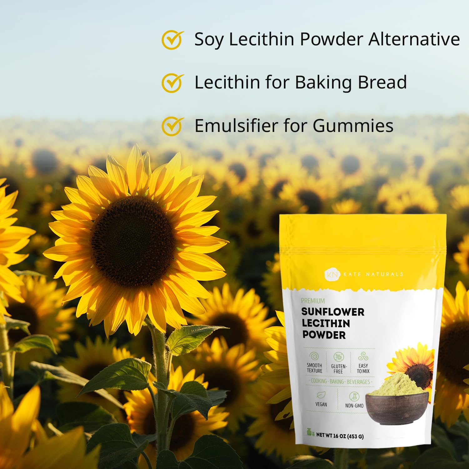 Close-up of Kate Naturals Sunflower Lecithin Powder texture