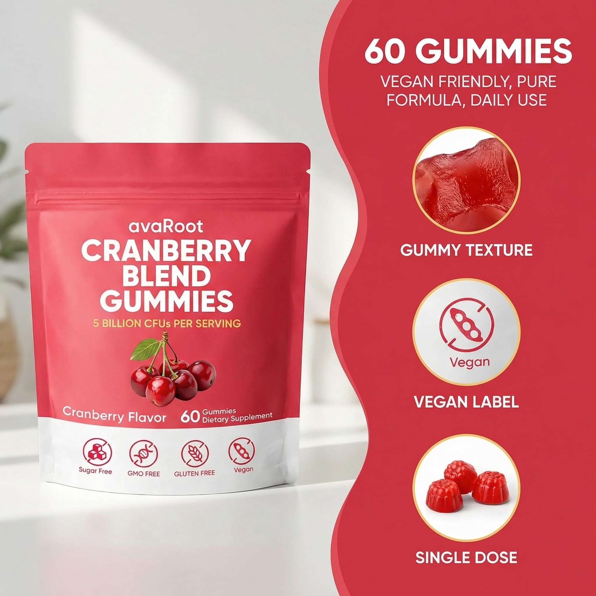 Close-up of KBKTWOLT Cranberry & Probiotic Gummies