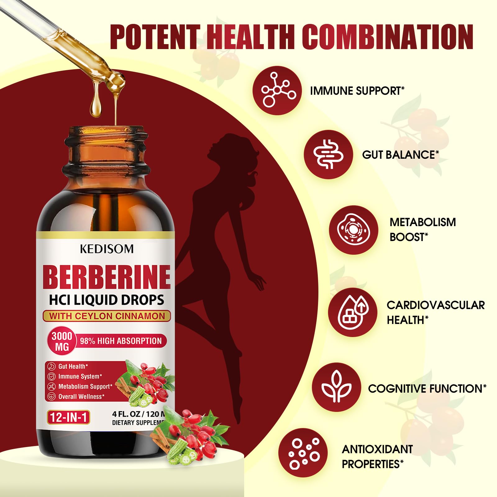 Close-up of KEDISOM Berberine Drops liquid