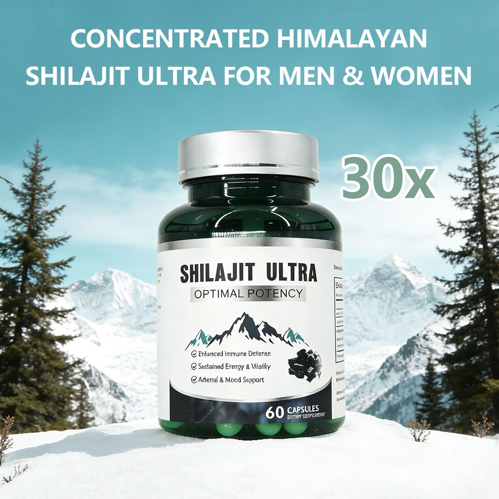 Close-up of KEGECOL Shilajit Capsules showing ingredients