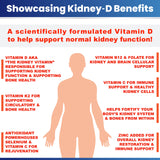 Close-up of Kidney Restore Kidney-D Vitamin D3 supplement capsules