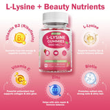 Close-up of Klinovium L-Lysine Gummies showing strawberry flavour