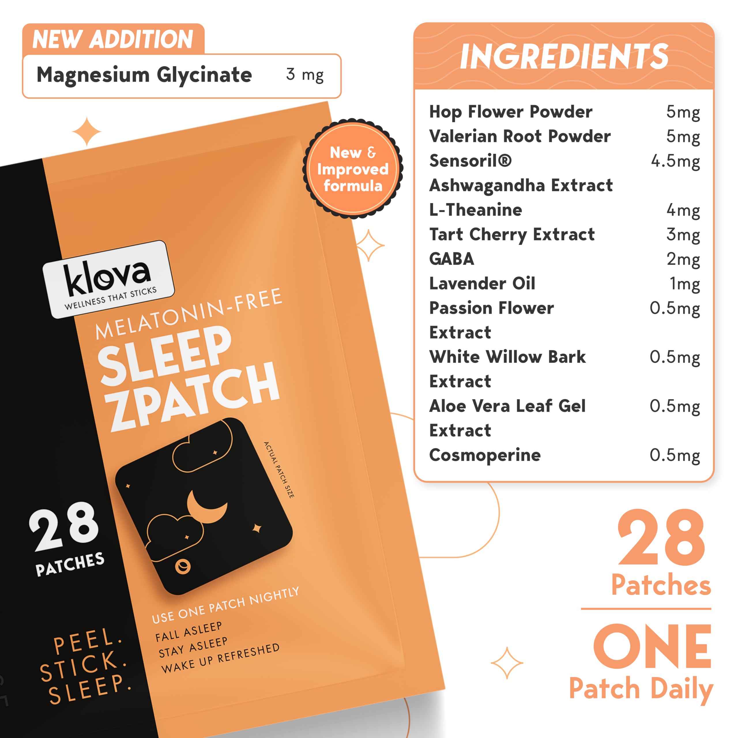 Close-up of Klova Sleep Patch on skin