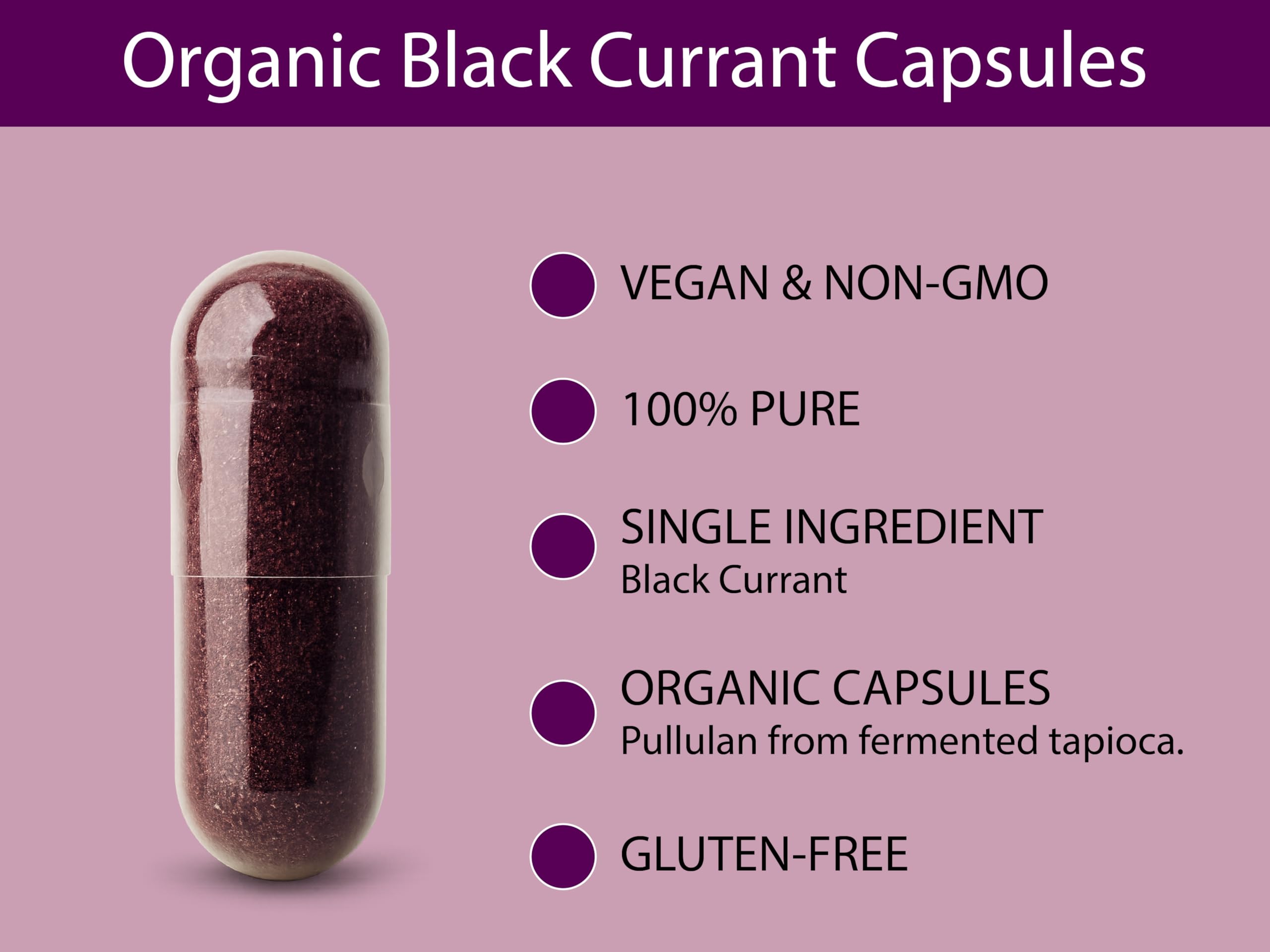 Close-up of KOYAH Black Currant Capsules