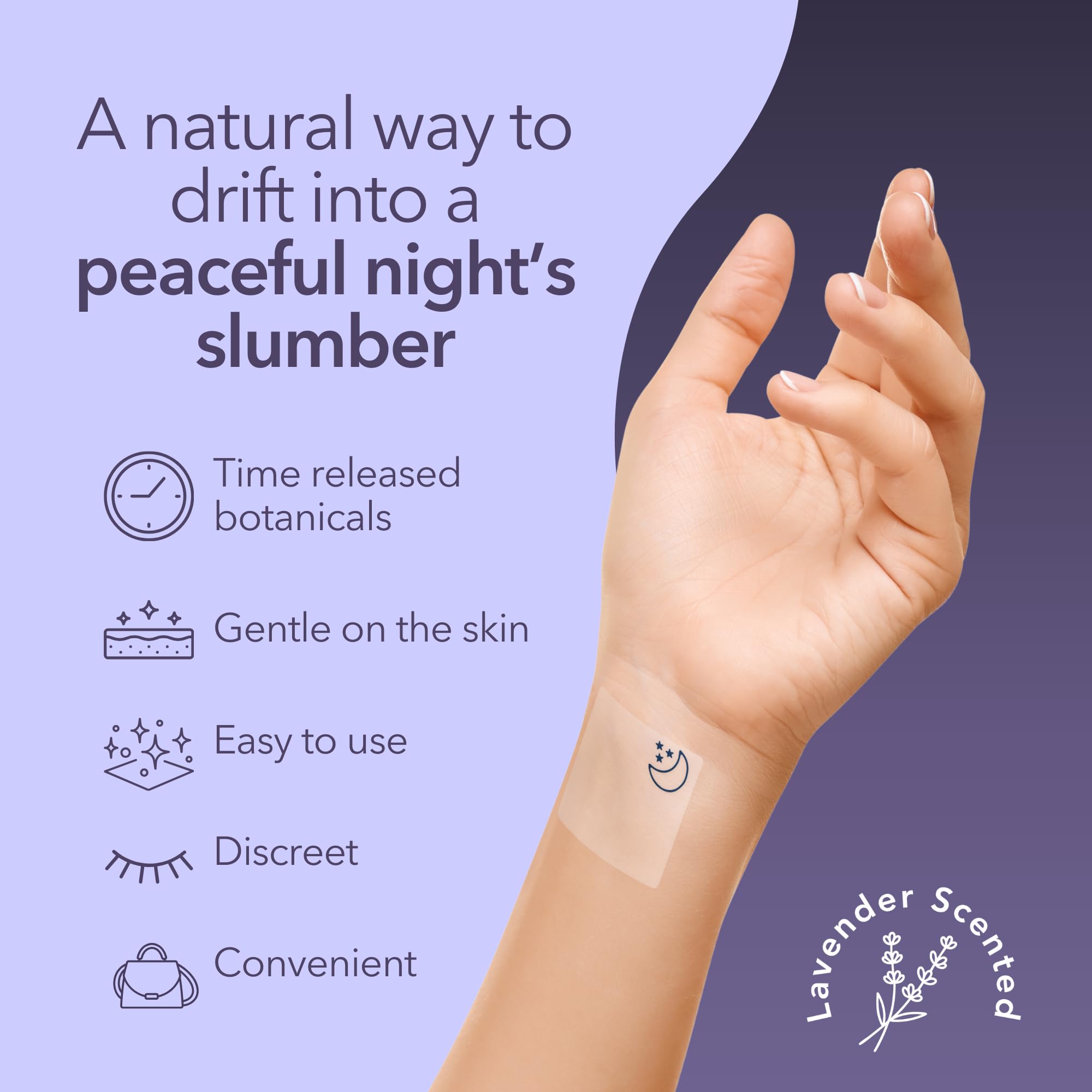 Close-up of Laki Naturals Sleep Dreams Patch with ingredients listed