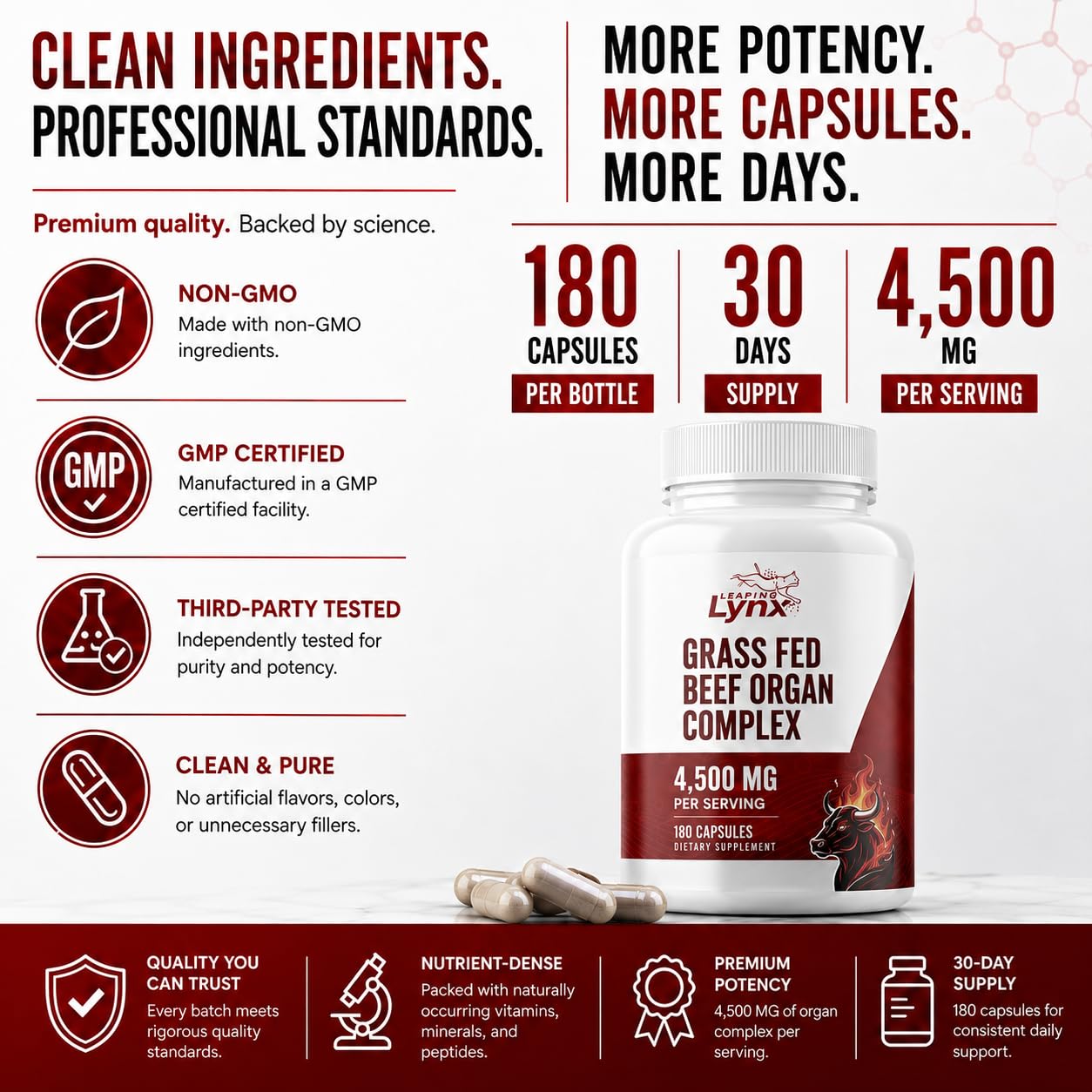 Close-up of Leaping Lynx Beef Liver Capsules