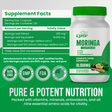 Close-up of Leaping Lynx Moringa Leaf Extract capsules