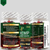 Close-up of Legend Products Hemp Gummies showing fruity flavours