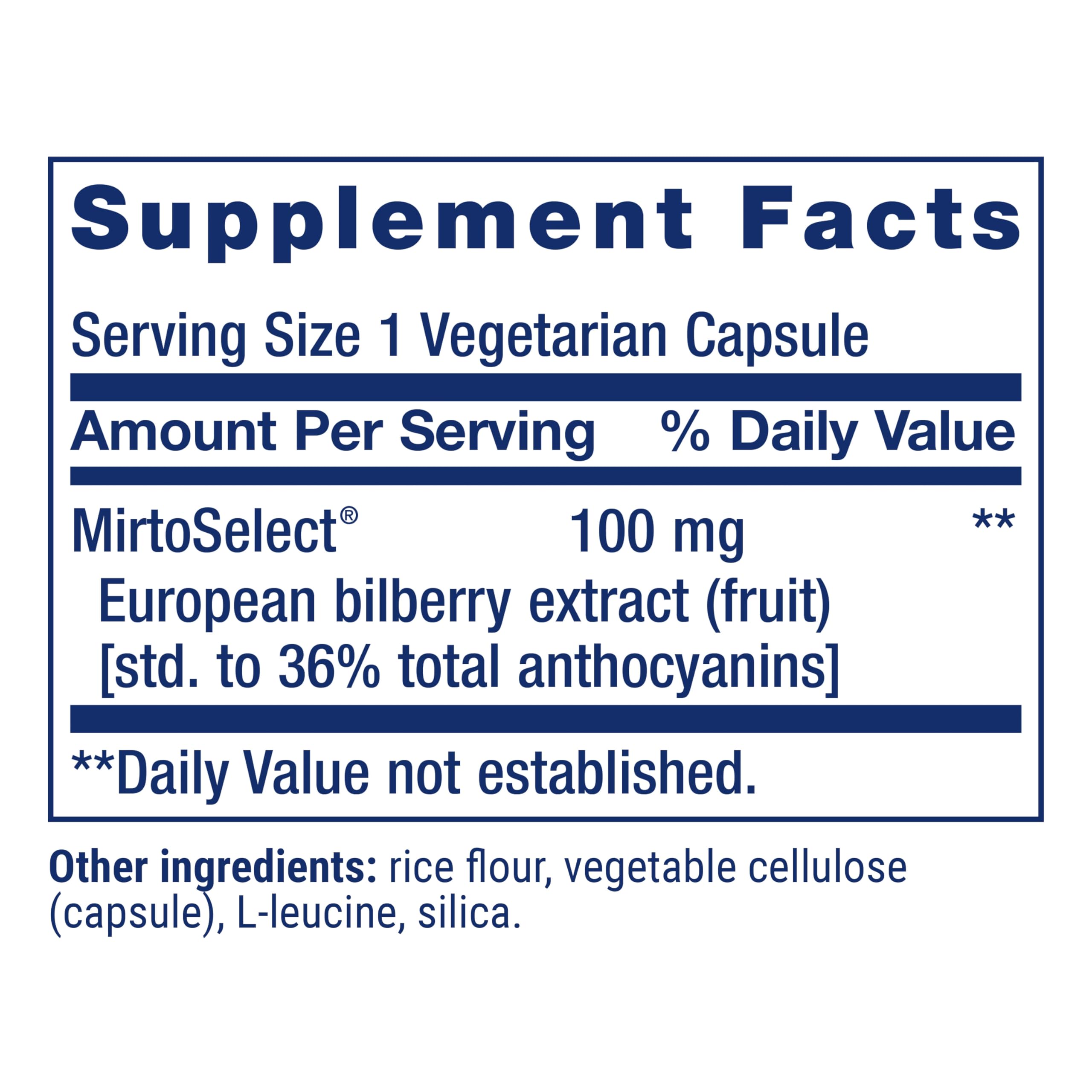Close-up of Life Extension Bilberry Extract capsule