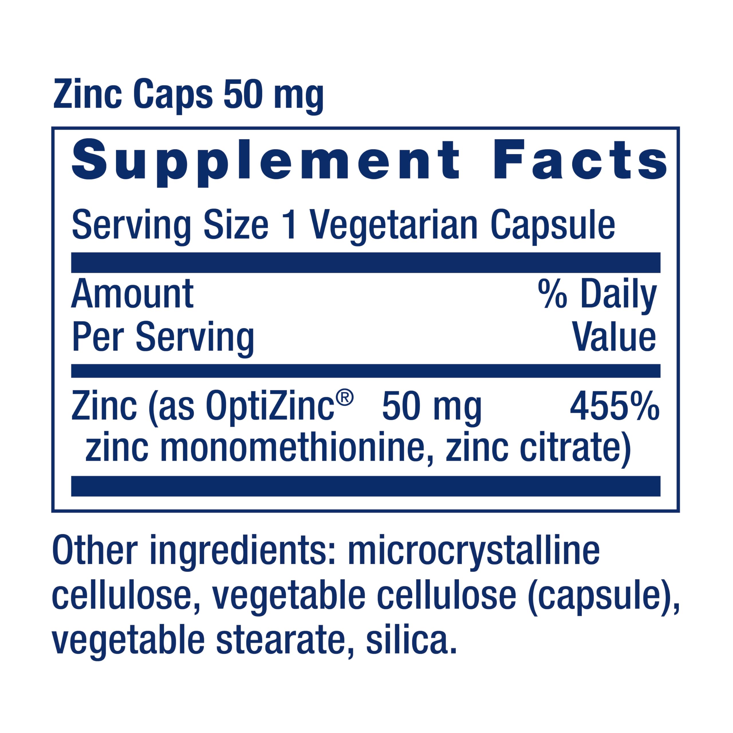 Close-up of Life Extension Zinc Caps showing capsules