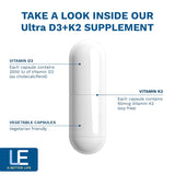 Close-up of Life support Vitamin D3 & K2 capsule