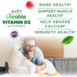 Close-up of Lifeable Vitamin D3 gummies showing texture