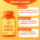 Close-up of Loom Herbal Supplement Gummies showcasing saffron and vitamins