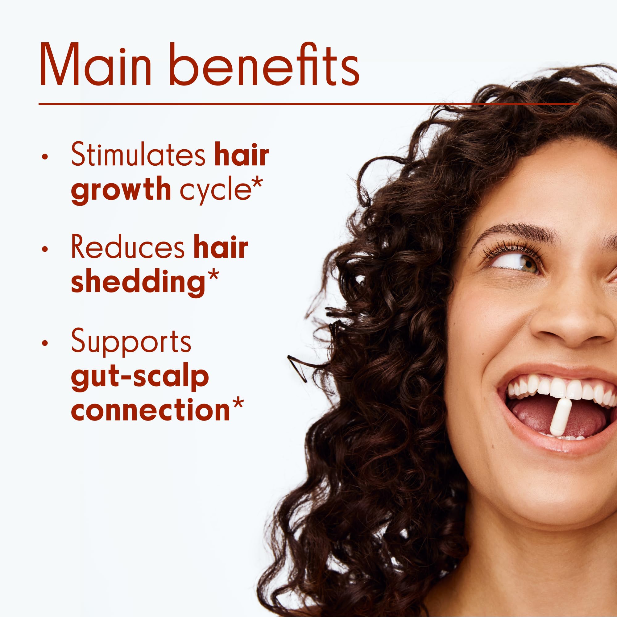 Close-up of Love Wellness Healthy Hair Probiotics capsule