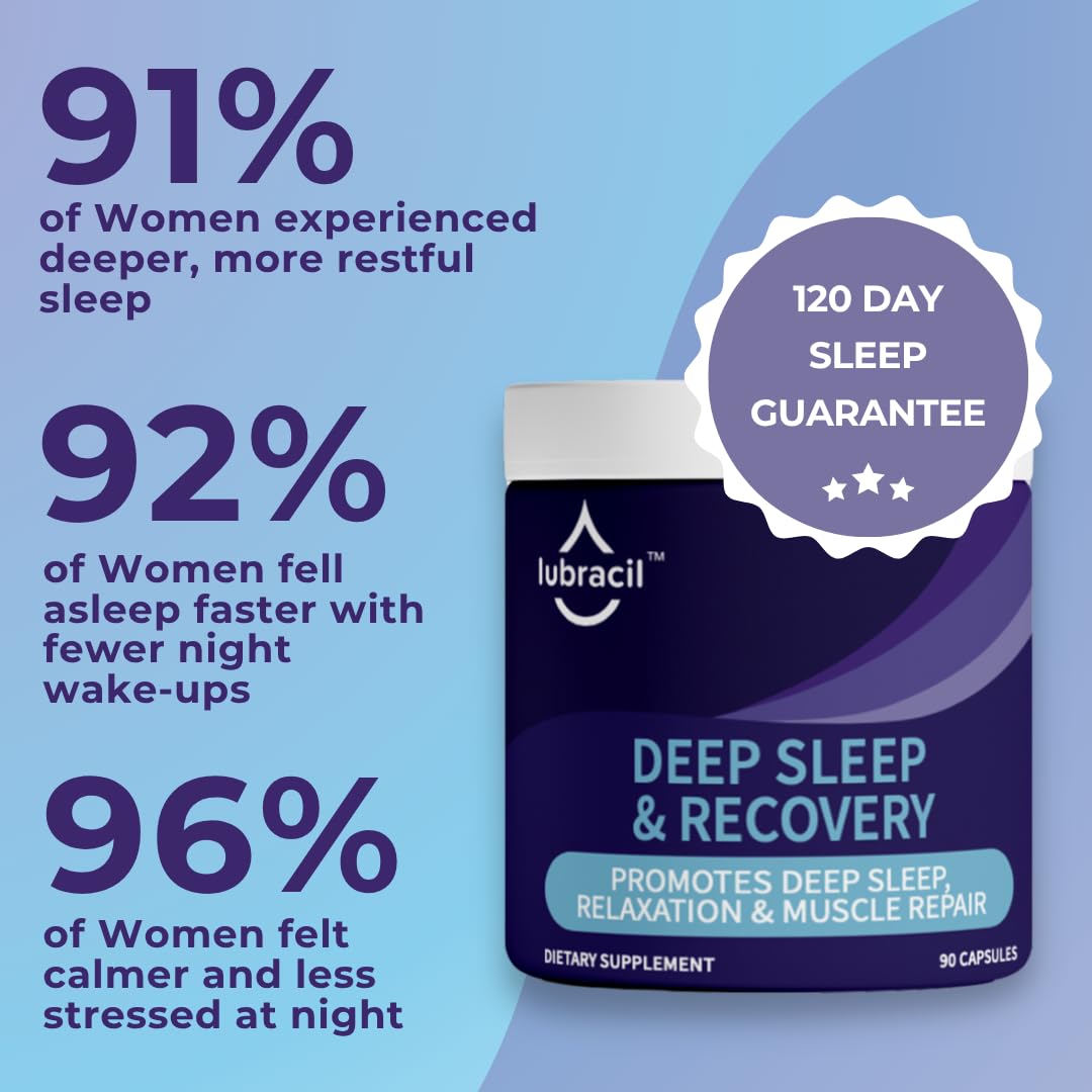 Close-up of Lubracil Bedtime Wellness capsule showing texture
