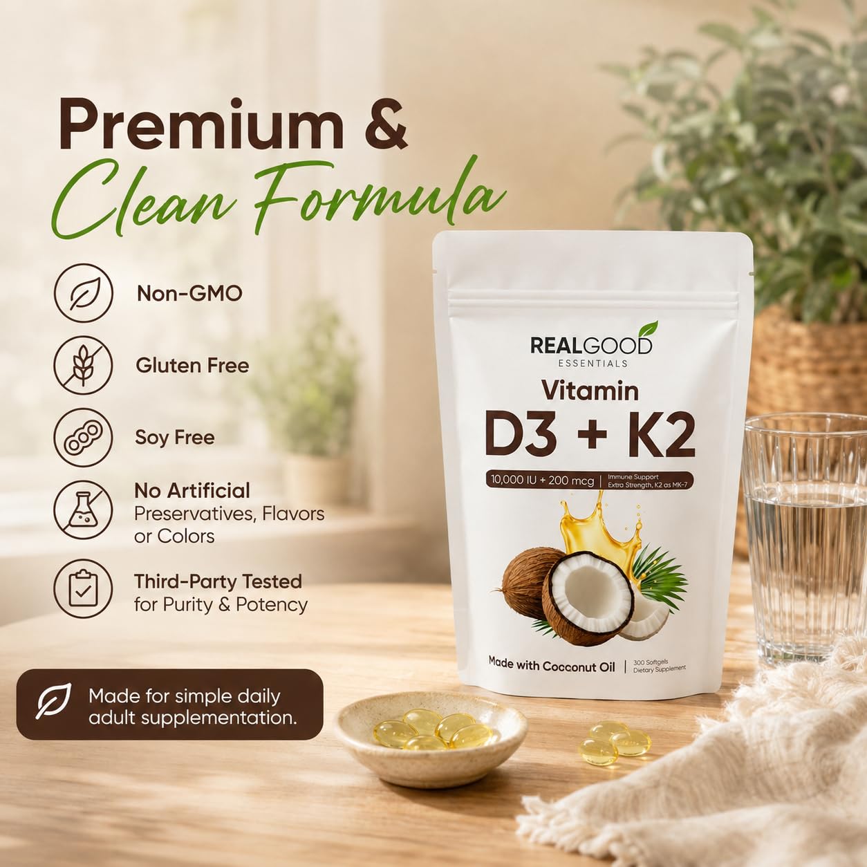 Close-up of LUNESSA Vitamin D3 & K2 Softgels