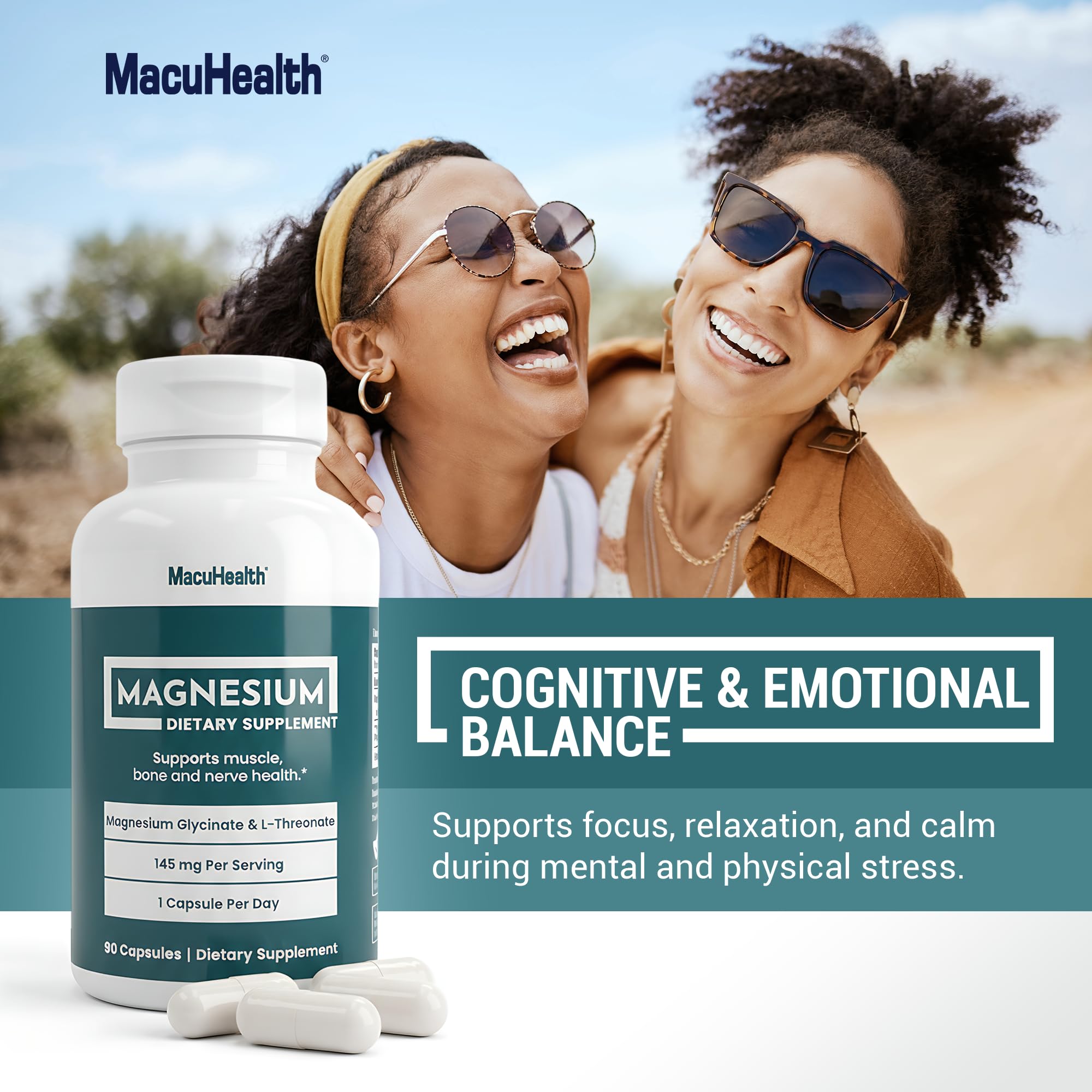 Close-up of Macuhealth Magnesium Capsules