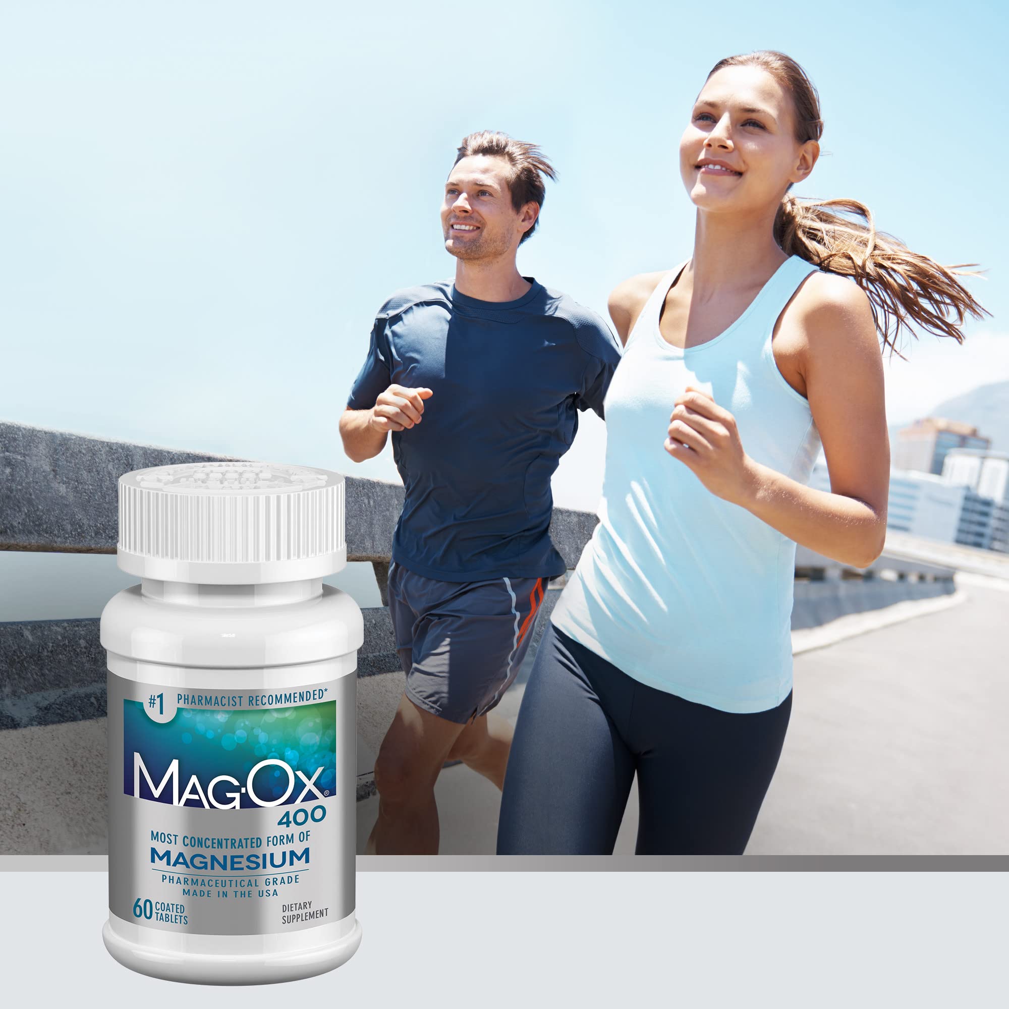 Close-up of Mag-Ox 400 Magnesium Supplement tablets