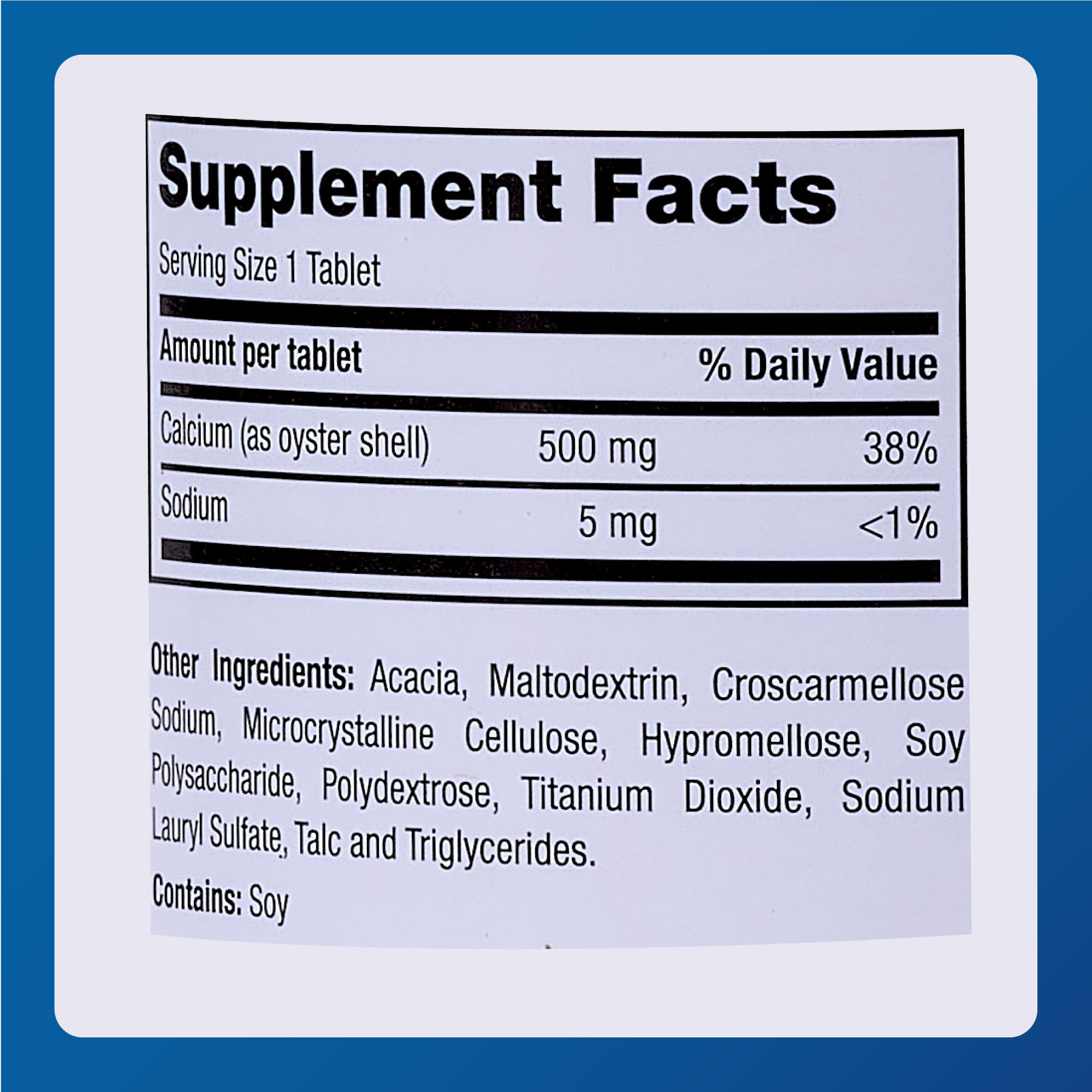 Close-up of MAJOR Oyster Shell Calcium tablet