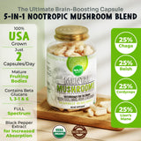 Close-up of Maju Superfoods Mushroom Supplement capsules