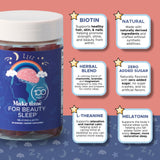 Close-up of MAKE TIME Beauty Sleep Gummies showing gummy texture