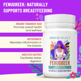 Close-up of Mama's Select Fenugreek Capsules showing vegan label