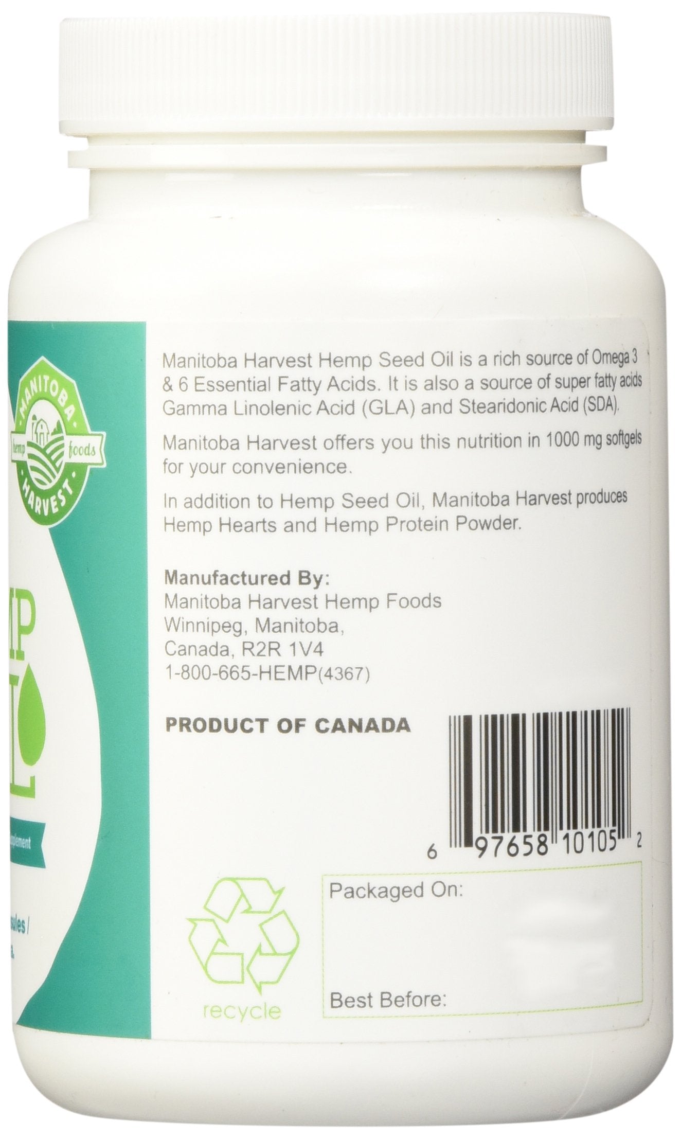 Close-up of Manitoba Harvest Hemp Oil Soft Gels capsules