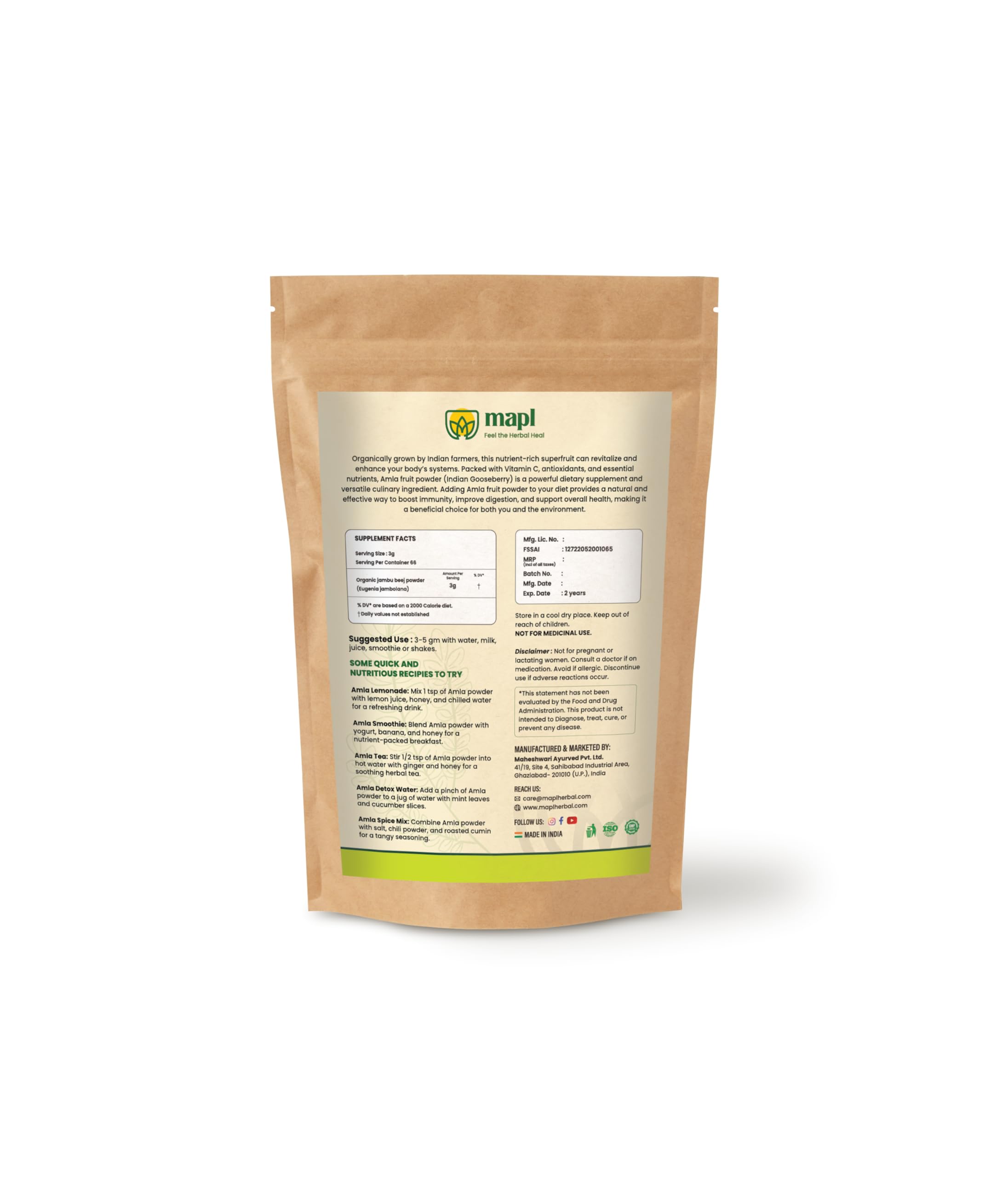 Close-up of MAPL Pure Amla Powder texture