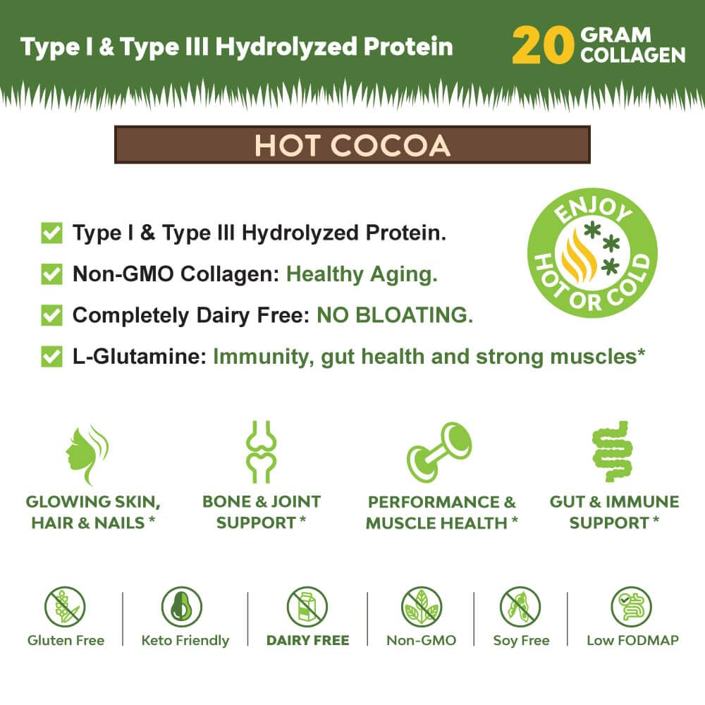 Close-up of MariGold Collagen Hot Cocoa ingredients