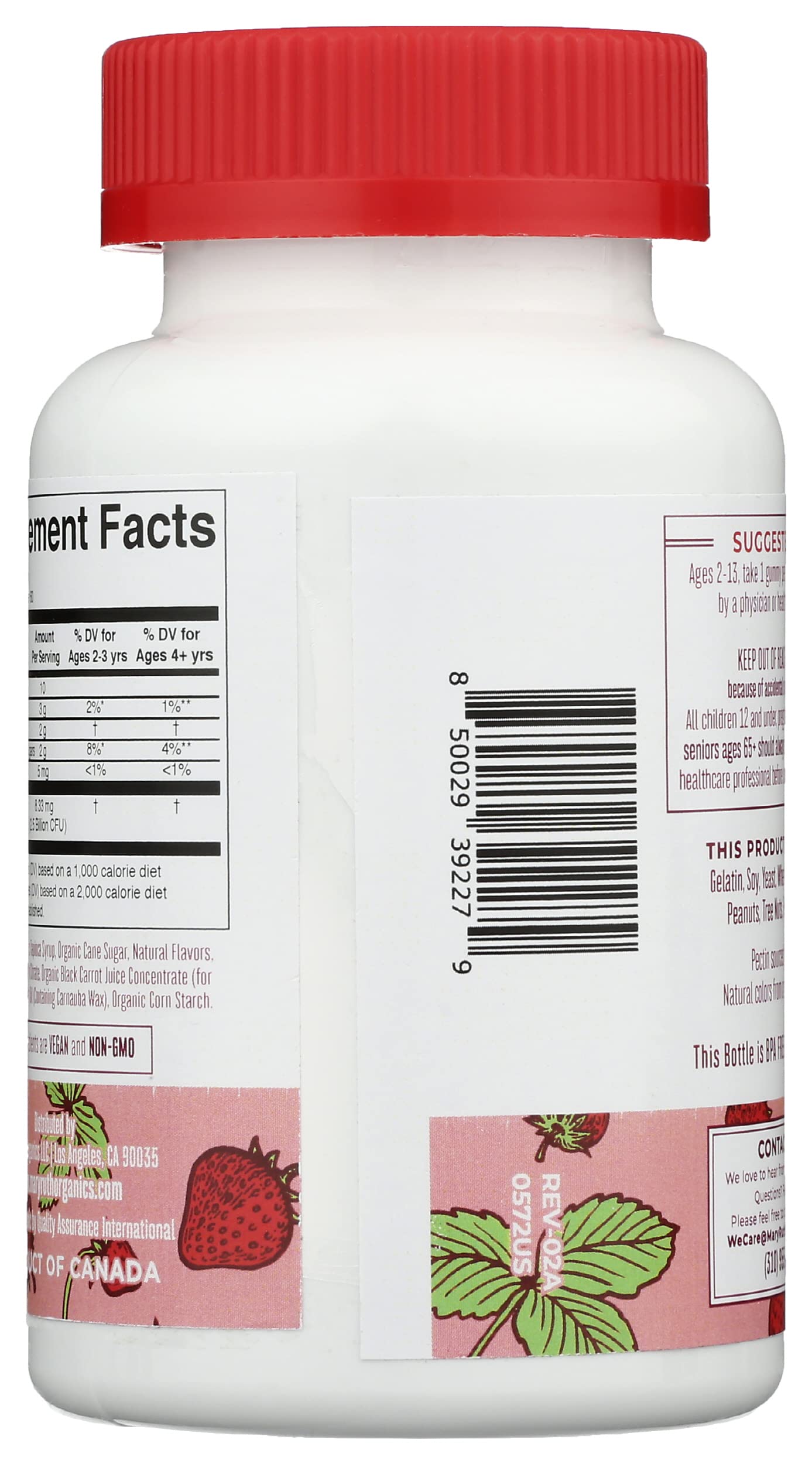 Close-up of MARYRUTH'S Organic Kids Strawberry Probiotic Gummies