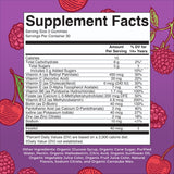 Close-up of MARYRUTH'S Organic Men's Multivitamin Gummies showing cherry and raspberry flavour