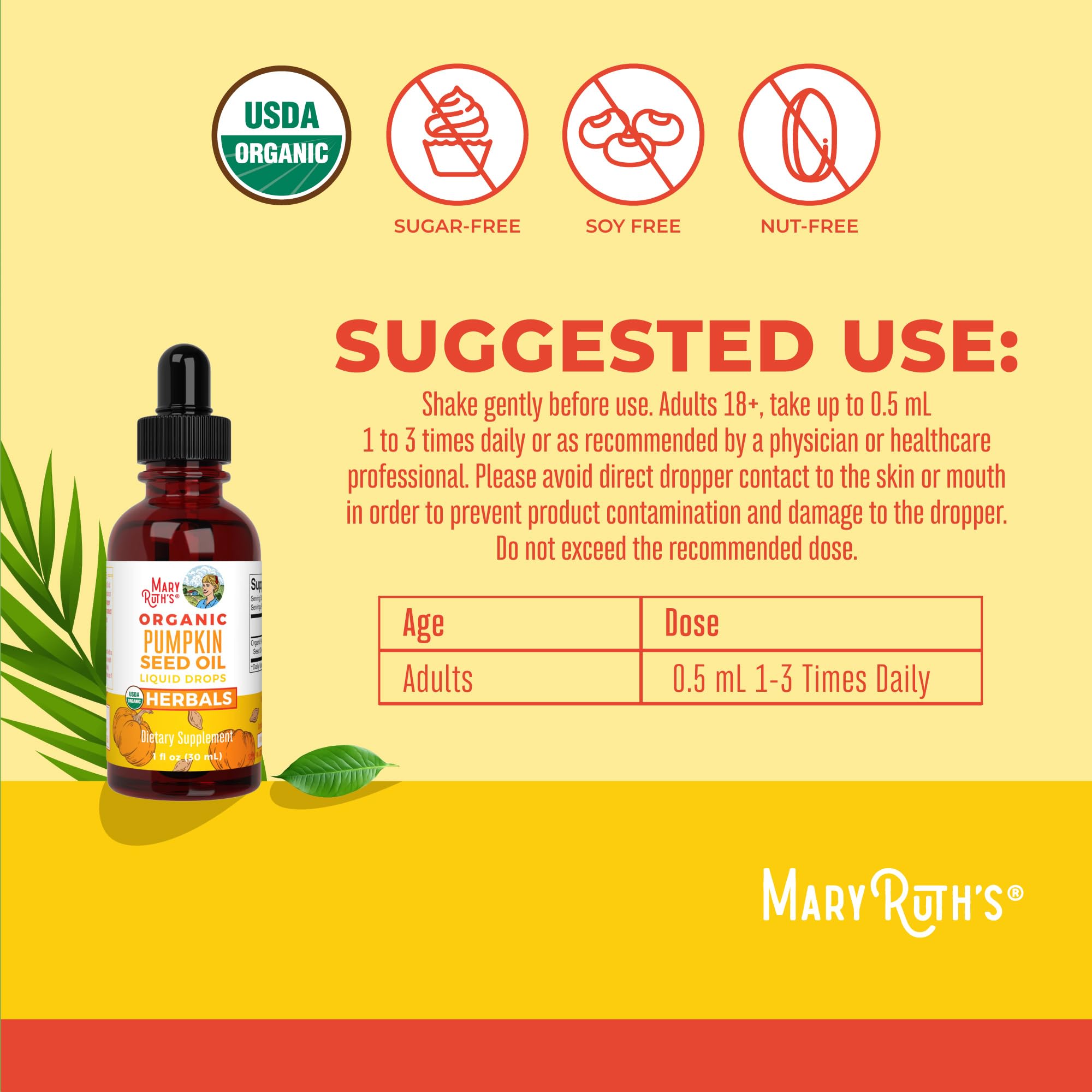 Close-up of MARYRUTH'S Pumpkin Seed Oil Liquid Drops label