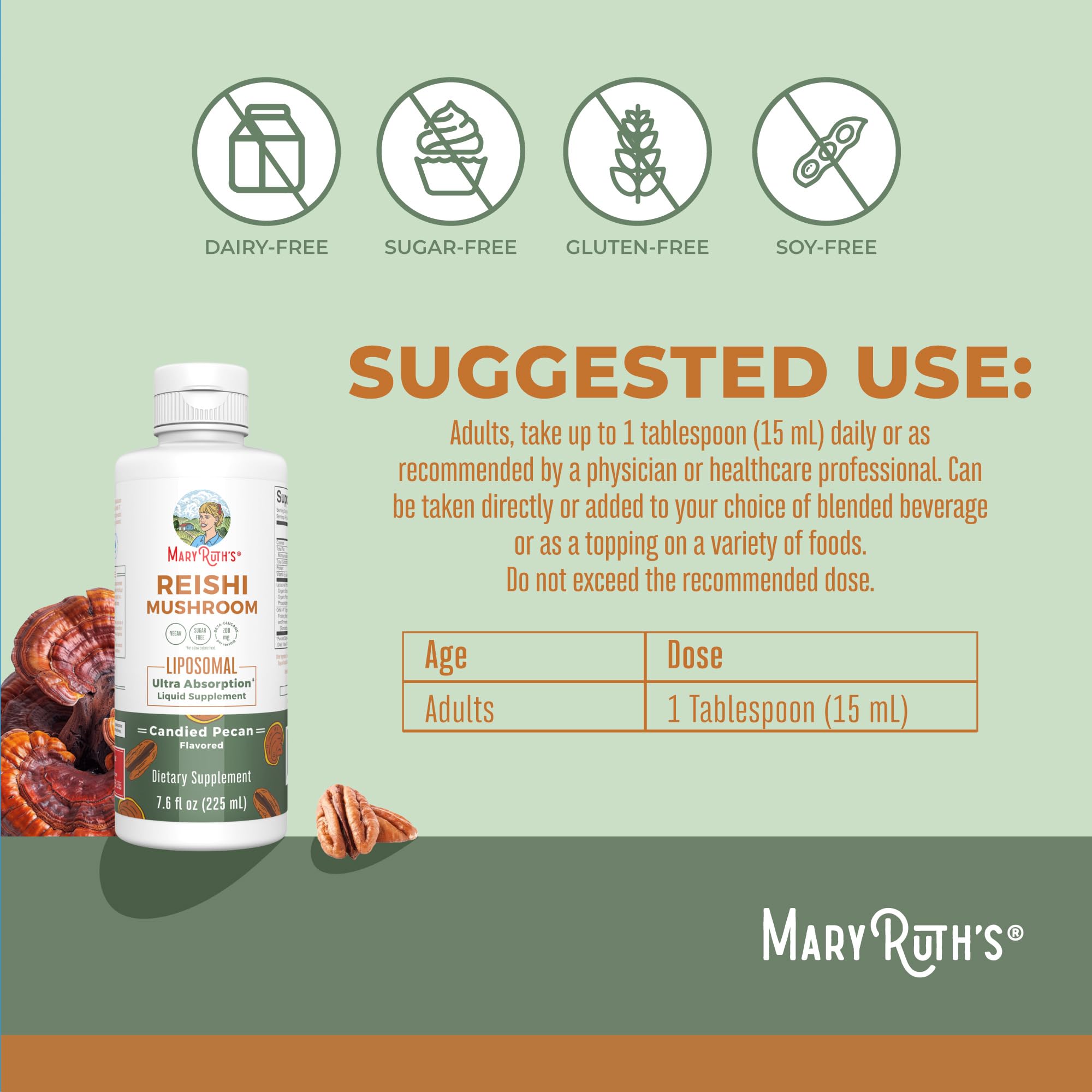 Close-up of MARYRUTH'S Reishi Mushroom Supplement liquid