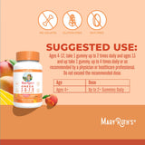Close-up of MARYRUTH'S Vegan Omega Gummies showing Peach Mango Apricot flavour
