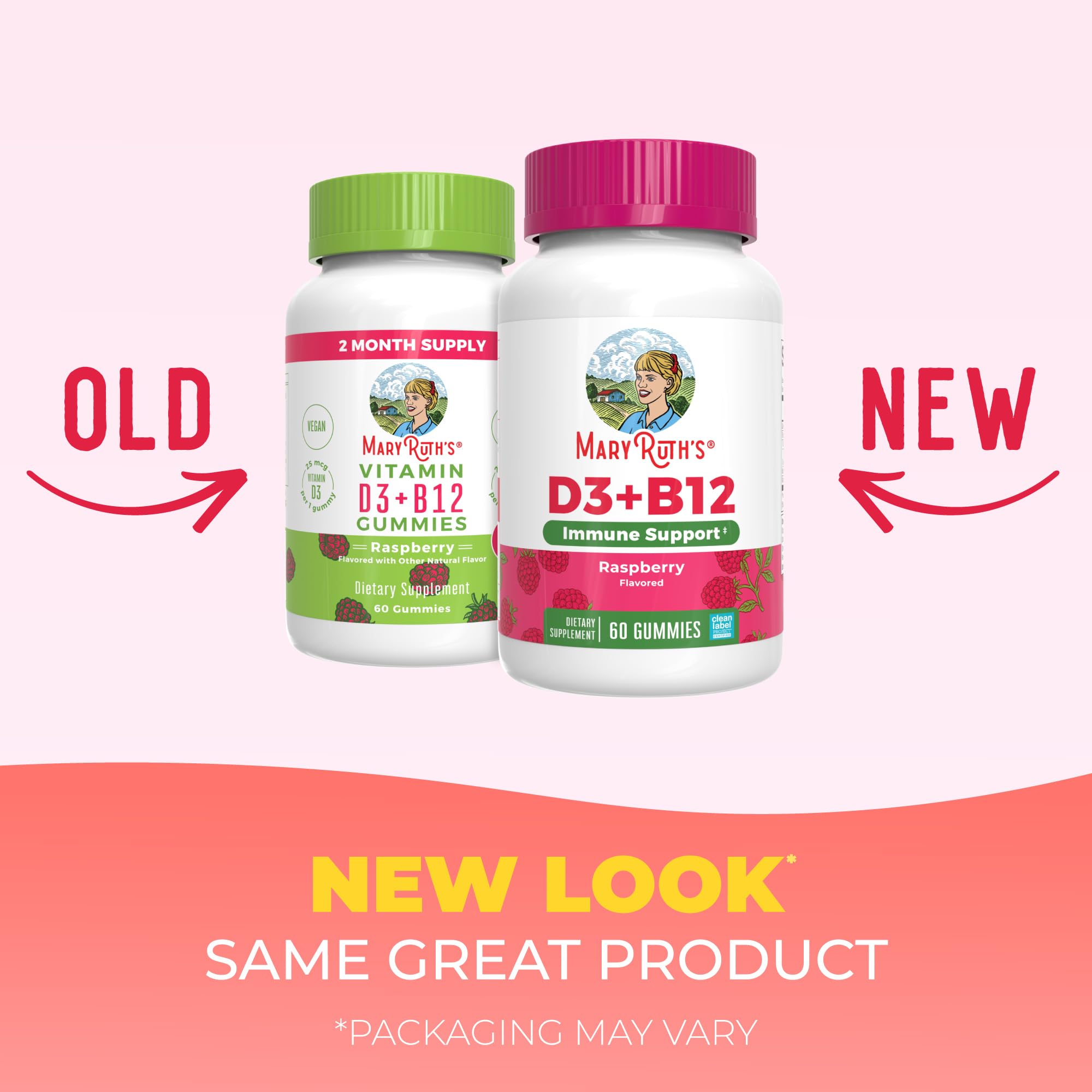 Close-up of MARYRUTH'S Vitamin D3 & B12 Gummies showing gummy texture
