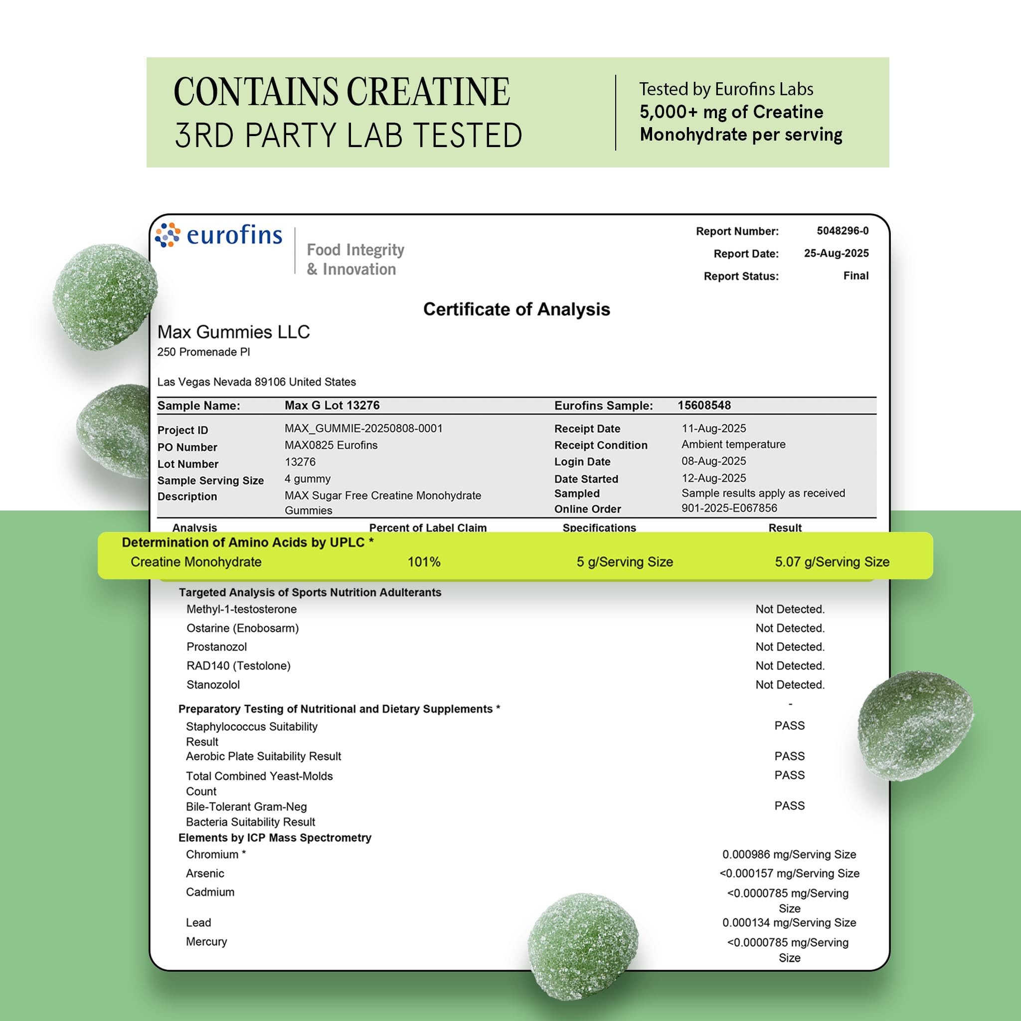 Close-up of Max Gummies Creatine Monohydrate Gummies