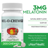 Close-up of Maxi Health Chewable Melatonin tablet showing texture