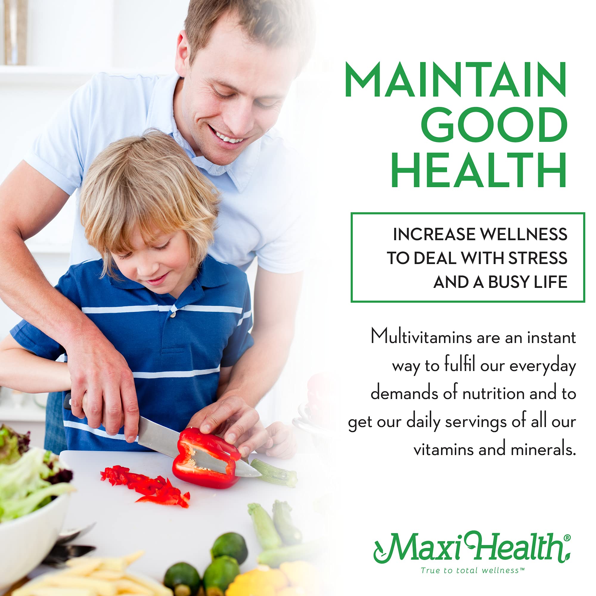 Close-up of Maxi Health Chewable Multivitamin tablets