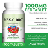 Close-up of Maxi Health Vitamin C tablet ingredients