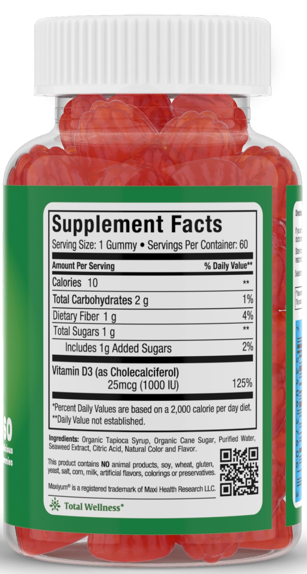Close-up of Maxi Health Vitamin D3 Gummies cherry flavour