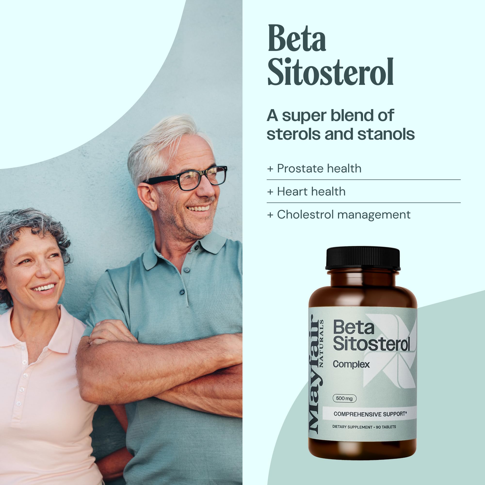 Close-up of Mayfair Naturals Beta Sitosterol Complex packaging