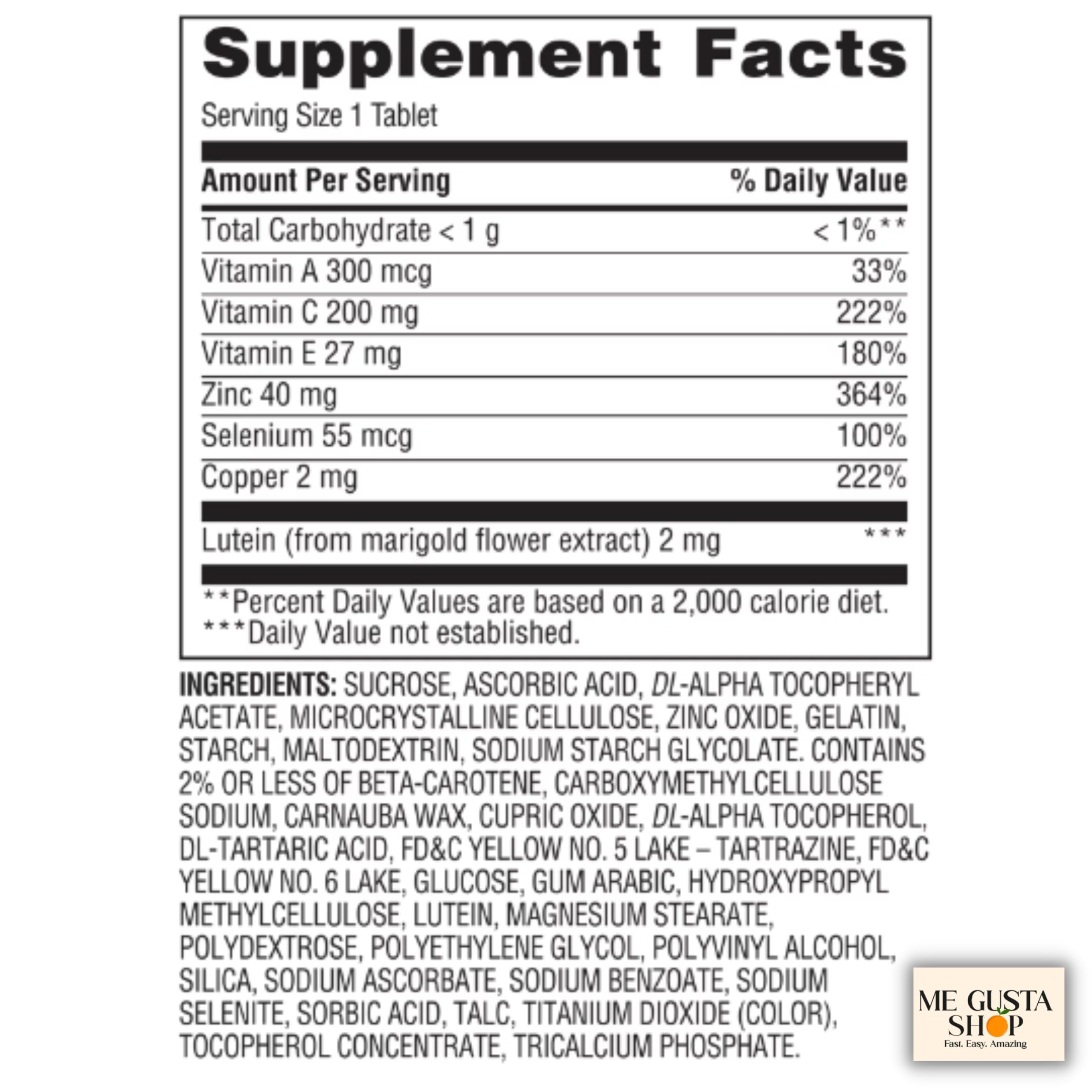 Close-up of ME GUSTA SHOP Lutein tablet